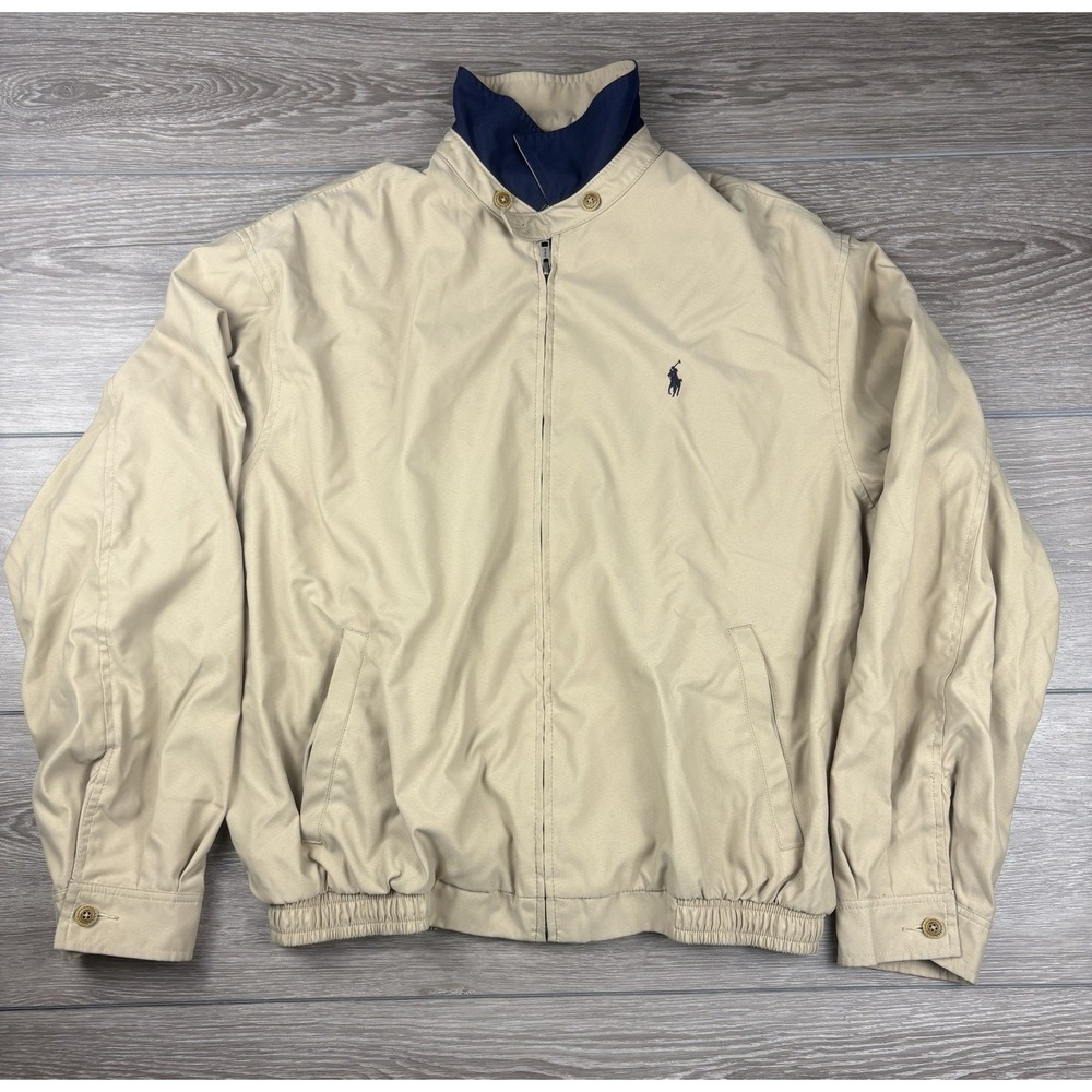 Polo by Ralph Lauren Tan Windbreaker with Dark Blue Collar